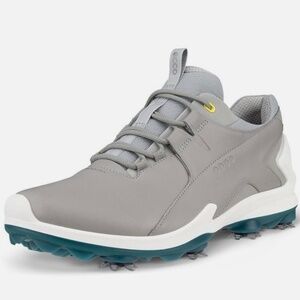 SOLD!! ECCO Biom Tour Golf Shoes Mens 42/ 8-8.5 Gray Leather Lace Up Waterproof